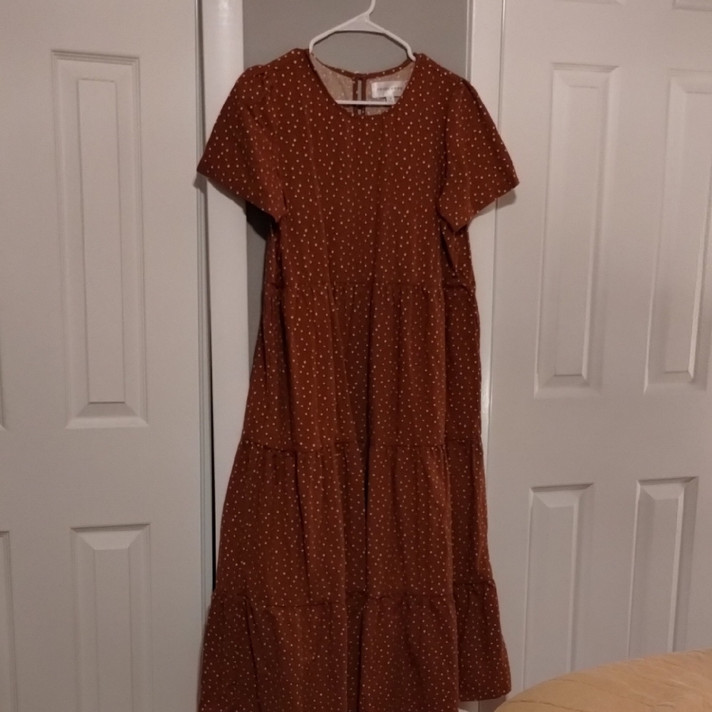 NWT Tradlands Chalet Tiered Dress Speckled Sienna Dress S
